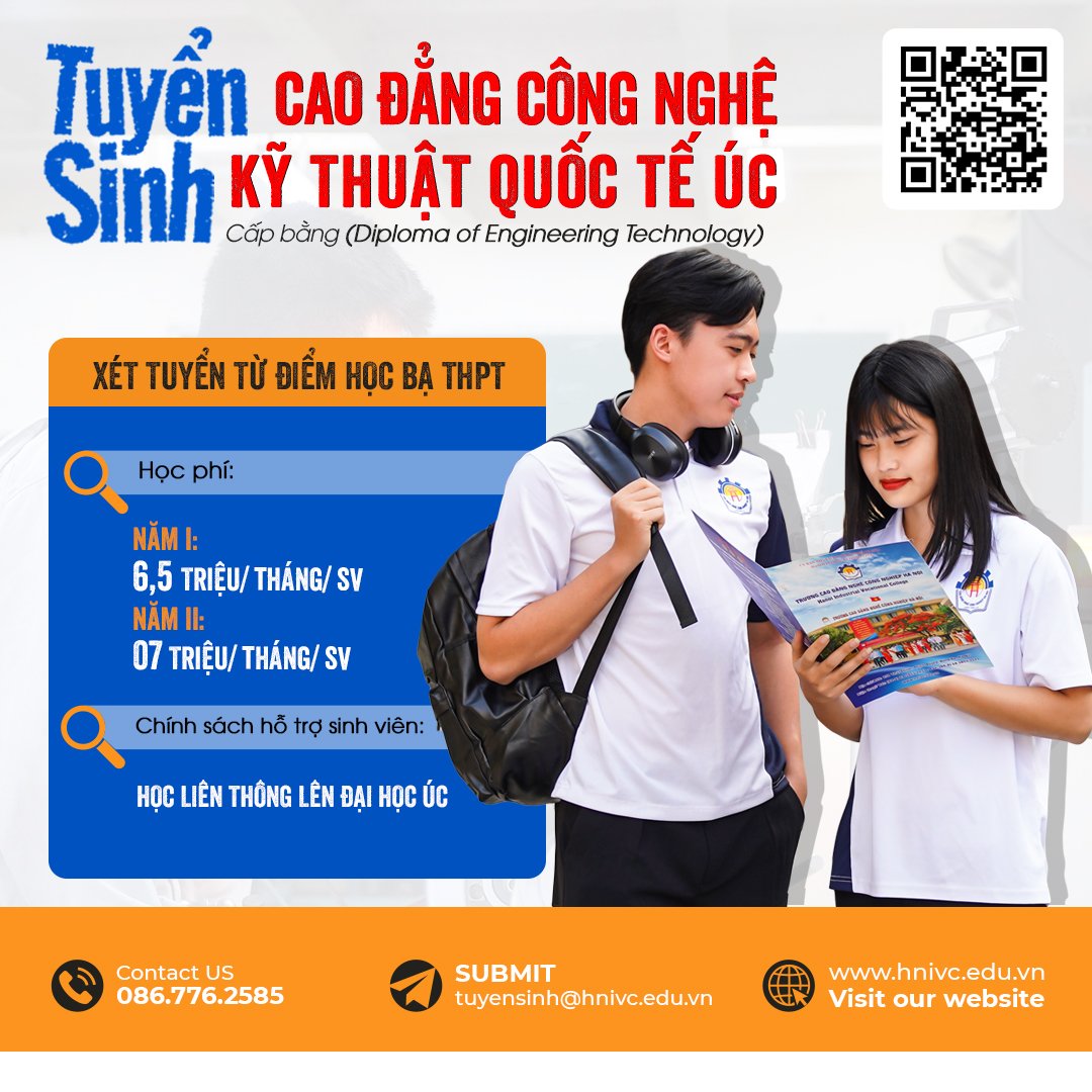 Thông báo tuyển sinh cao đẳng công nghệ - kỹ thuật quốc tế việt úc