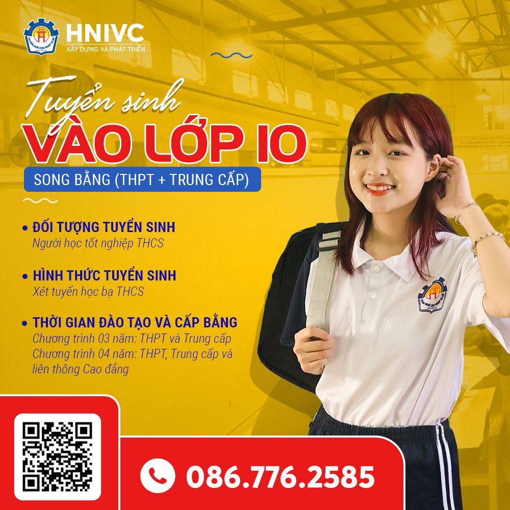 Thông báo  tuyển sinh vào lớp 10 học song song với trung cấp, cao đẳng năm học 2023 - 2024