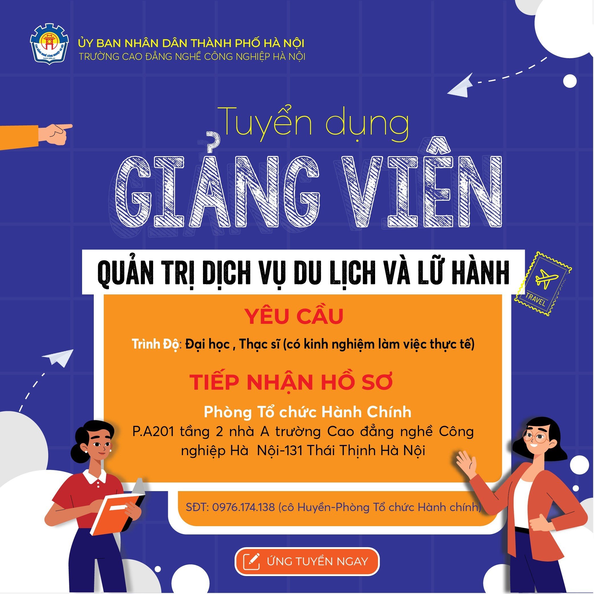 Thông báo tuyển dụng giảng viên ngành quản trị dịch vụ du lịch & lữ hành