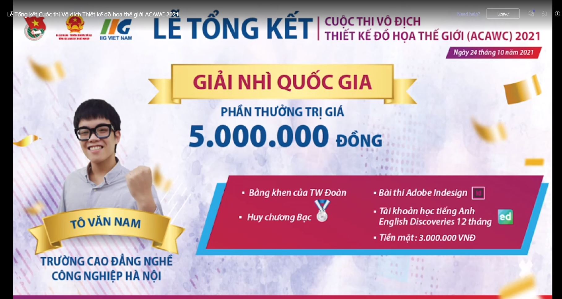 Lễ tổng kết và trao giải cuộc thi vô địch thiết kế đồ họa thế giới (acawc) 2021